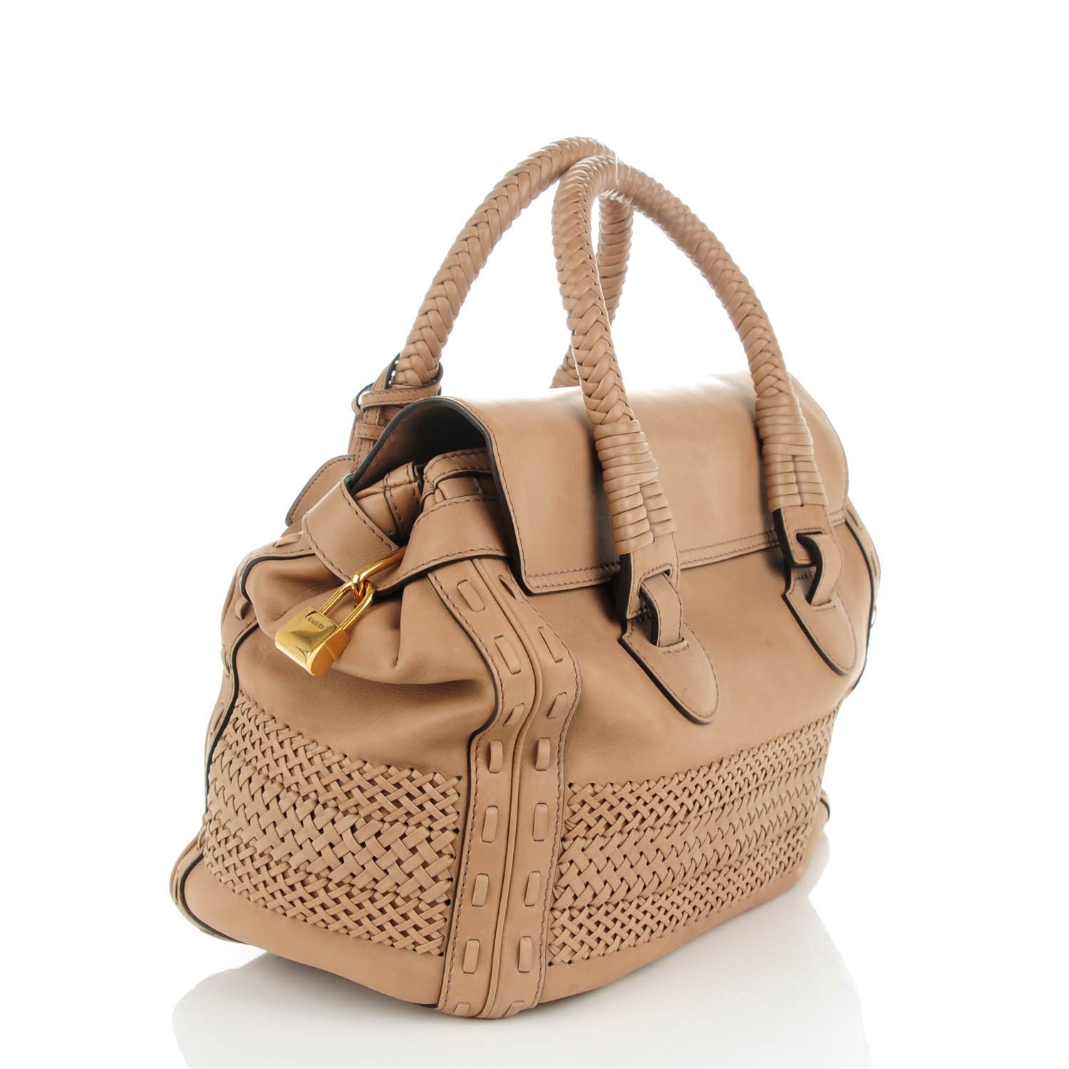Gucci Leather Handmade Large Top Handle Bag Taupe 3 of 11
