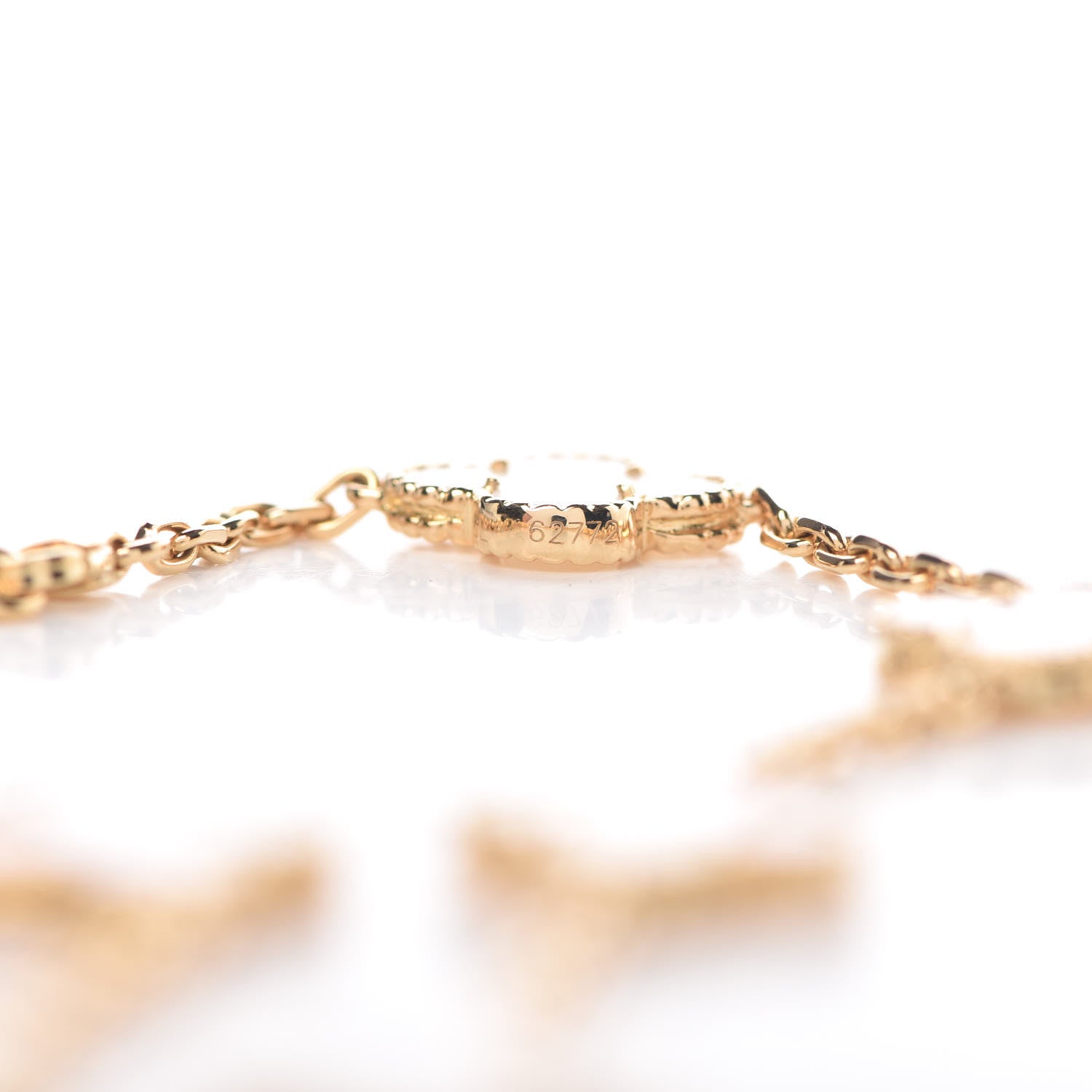 Van Cleef & Arpels 18K Yellow Gold Mother of Pearl 10 Motifs Vintage Alhambra Necklace 6 of 7