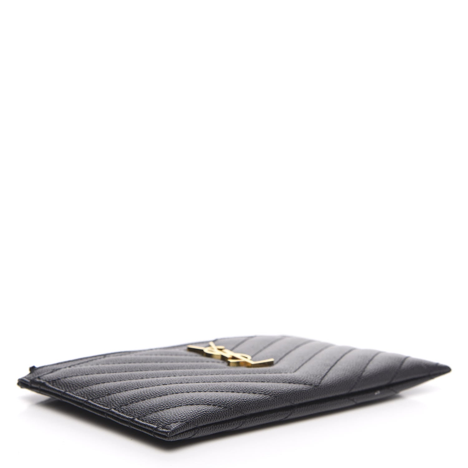 Saint Laurent Grain De Poudre Chevron Monogram Bill Pouch Black 4 of 7