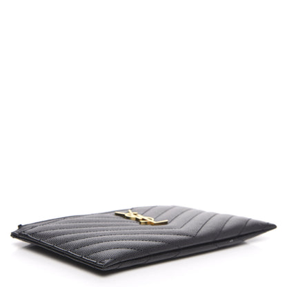 Saint Laurent Grain De Poudre Chevron Monogram Bill Pouch Black 4 of 7