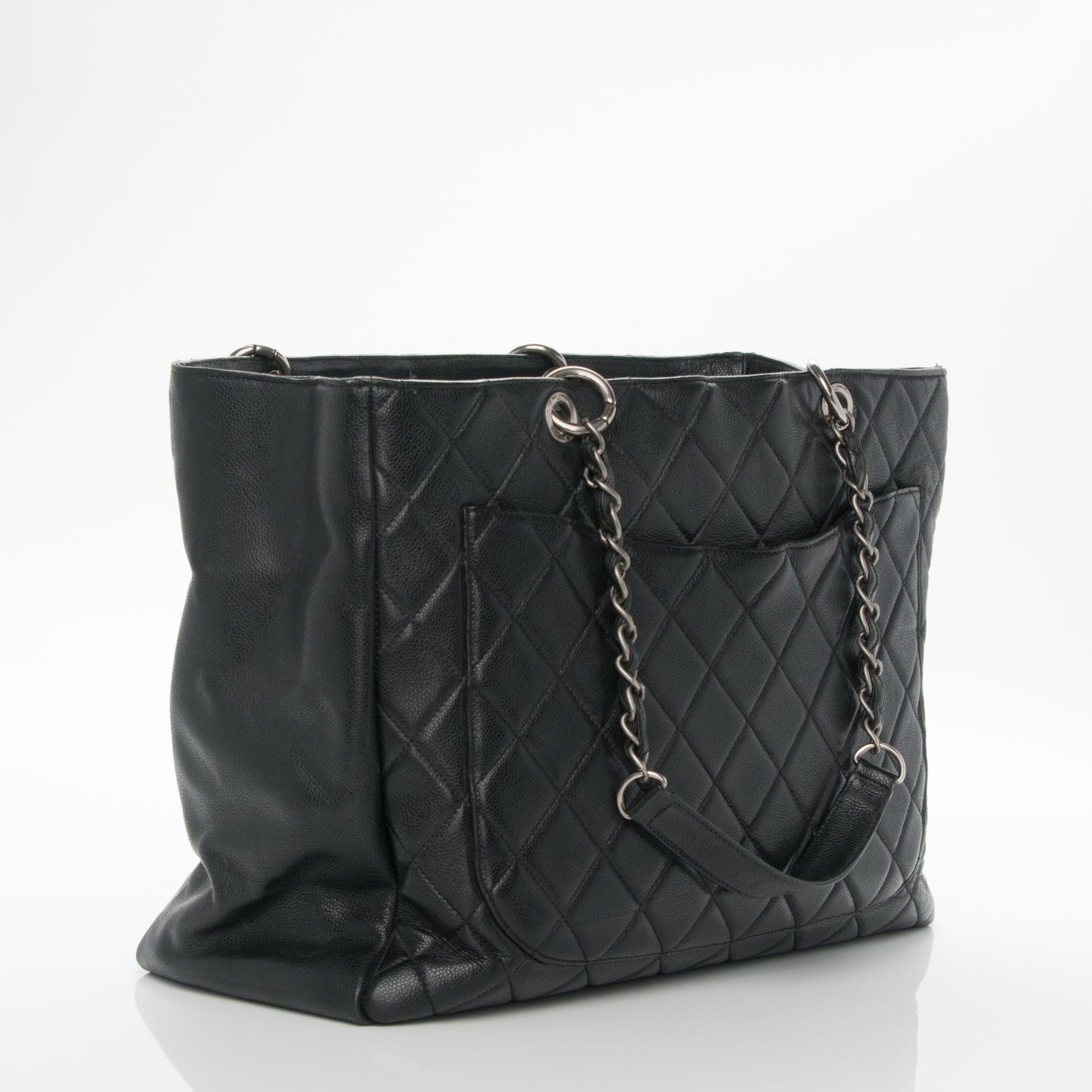 Caviar Quilted XL Grand Shopping Tote GST Dark Grey