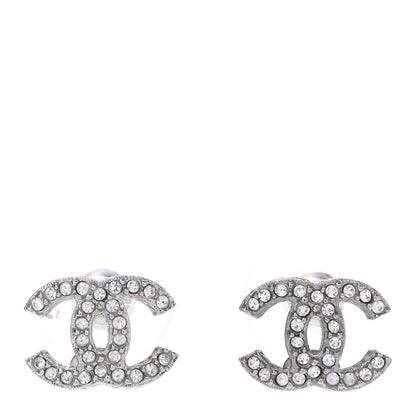 Chanel Crystal Mini Timeless CC Earrings Silver 2 of 10