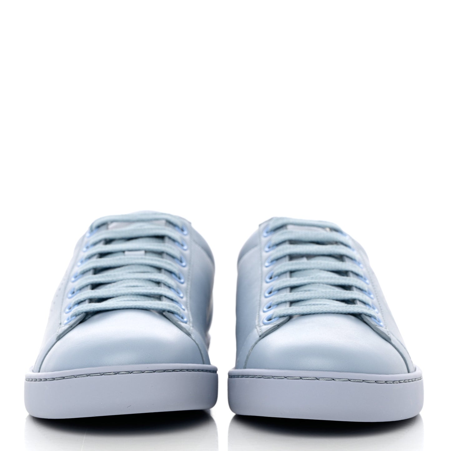 Calfskin Interlocking G Perforated Womens Ace Sneakers 36.5 Porcelain Light Blue Zaffiro