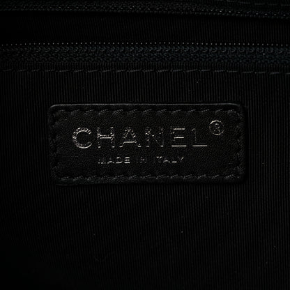 Chanel Calfskin Quilted Large Feather Weight Bowling Bag Black Ivory 6 of 12