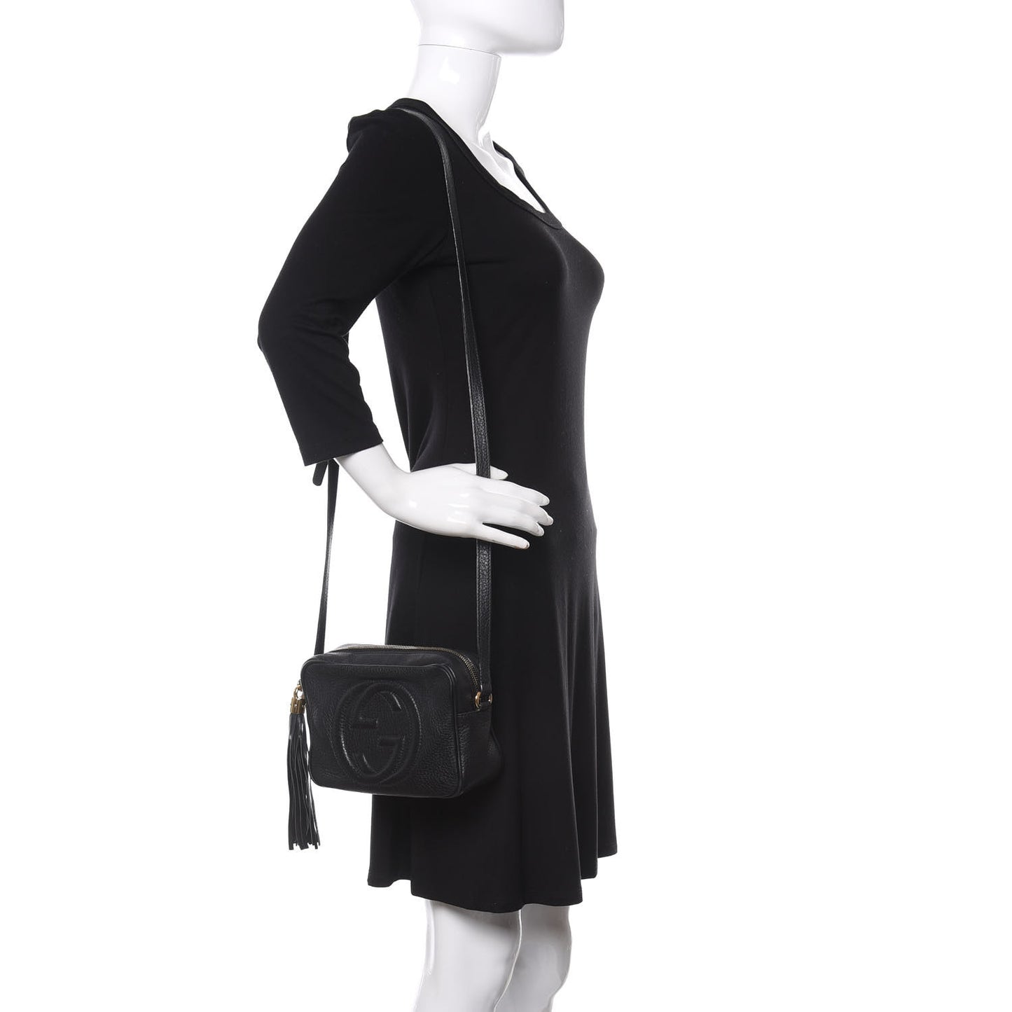 Pebbled Calfskin Small Soho Disco Bag Black