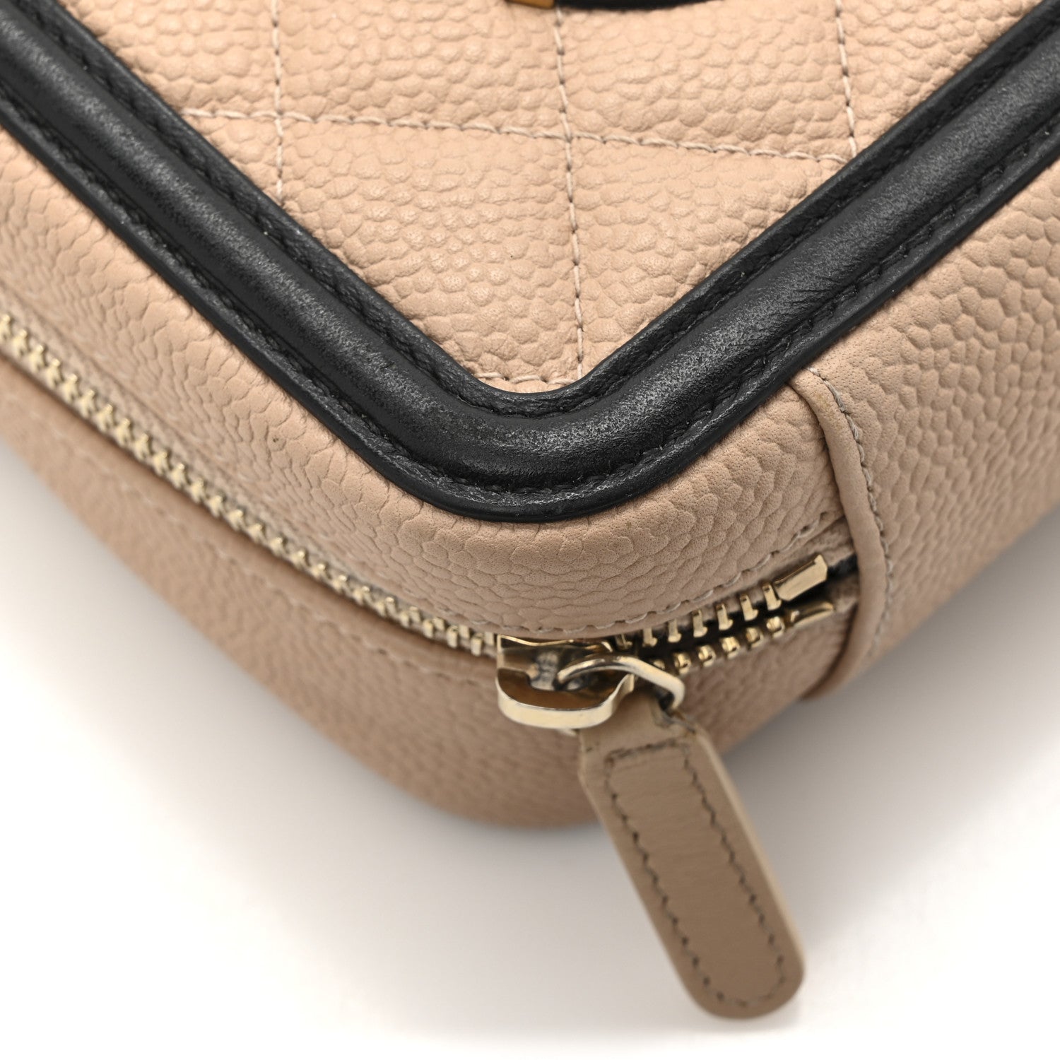 Chanel Caviar Quilted CC Filigree Vanity Clutch With Chain Beige Black 12 of 13