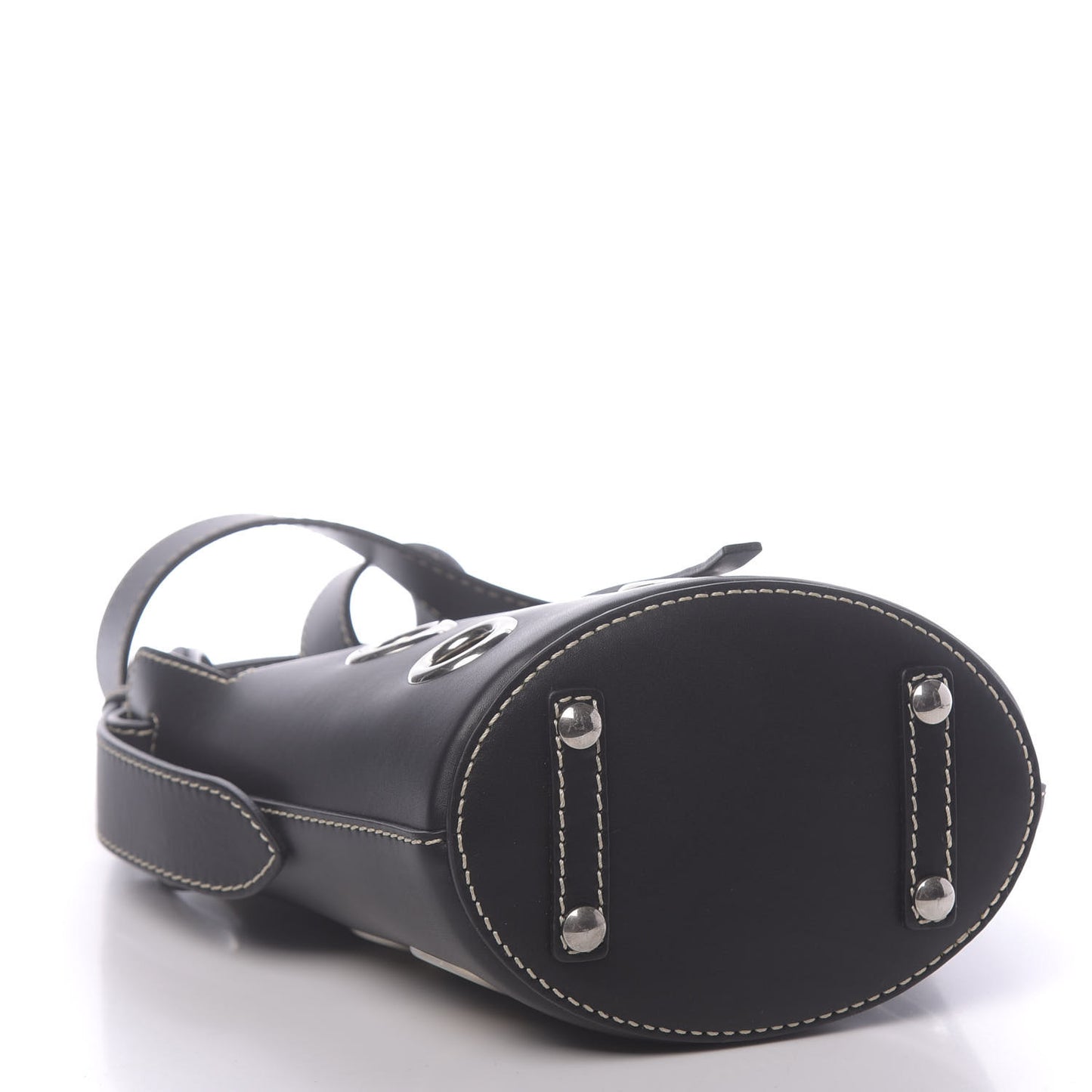 Calfskin Grommet Mini Bucket Bag Black