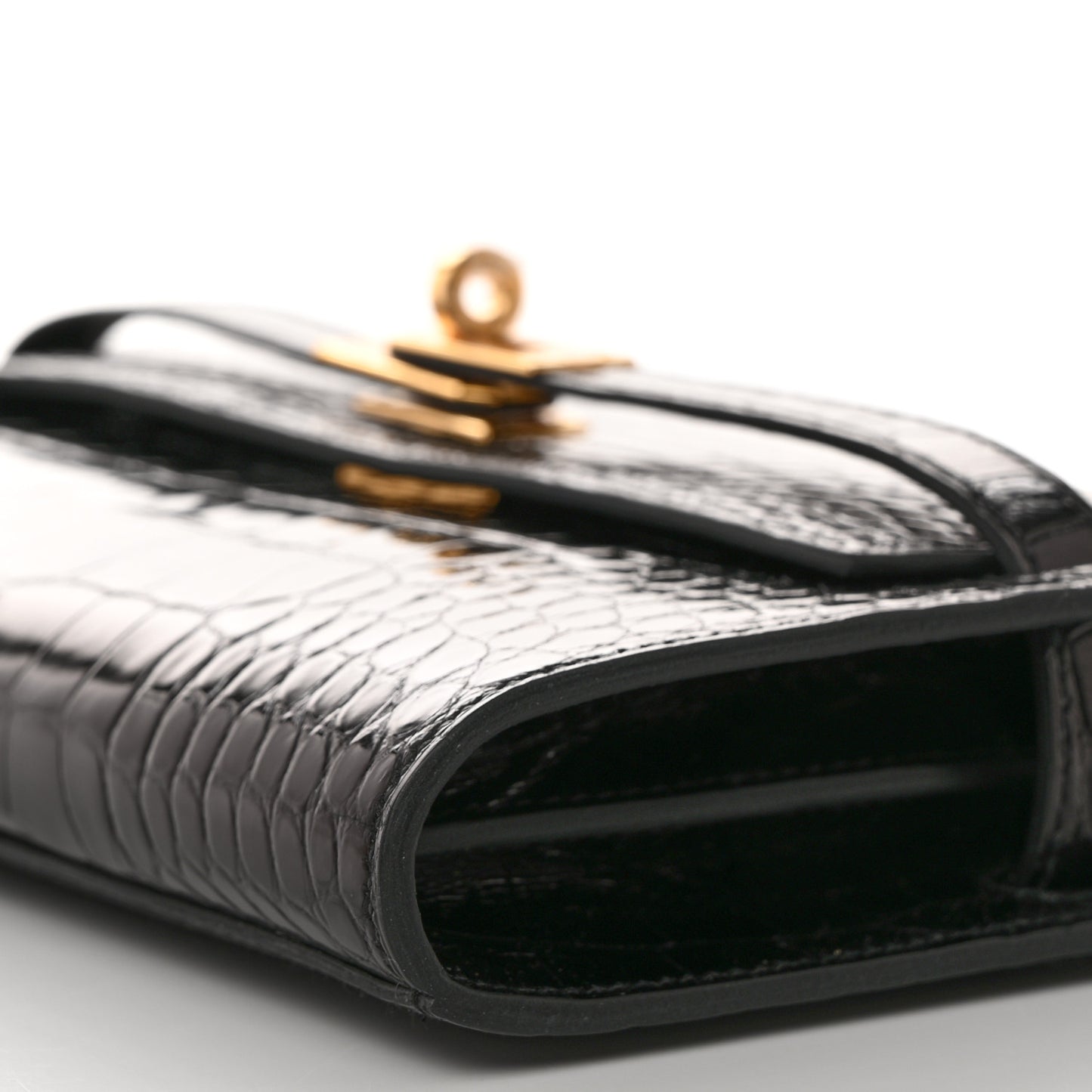 Shiny Alligator Kelly Wallet To Go Black