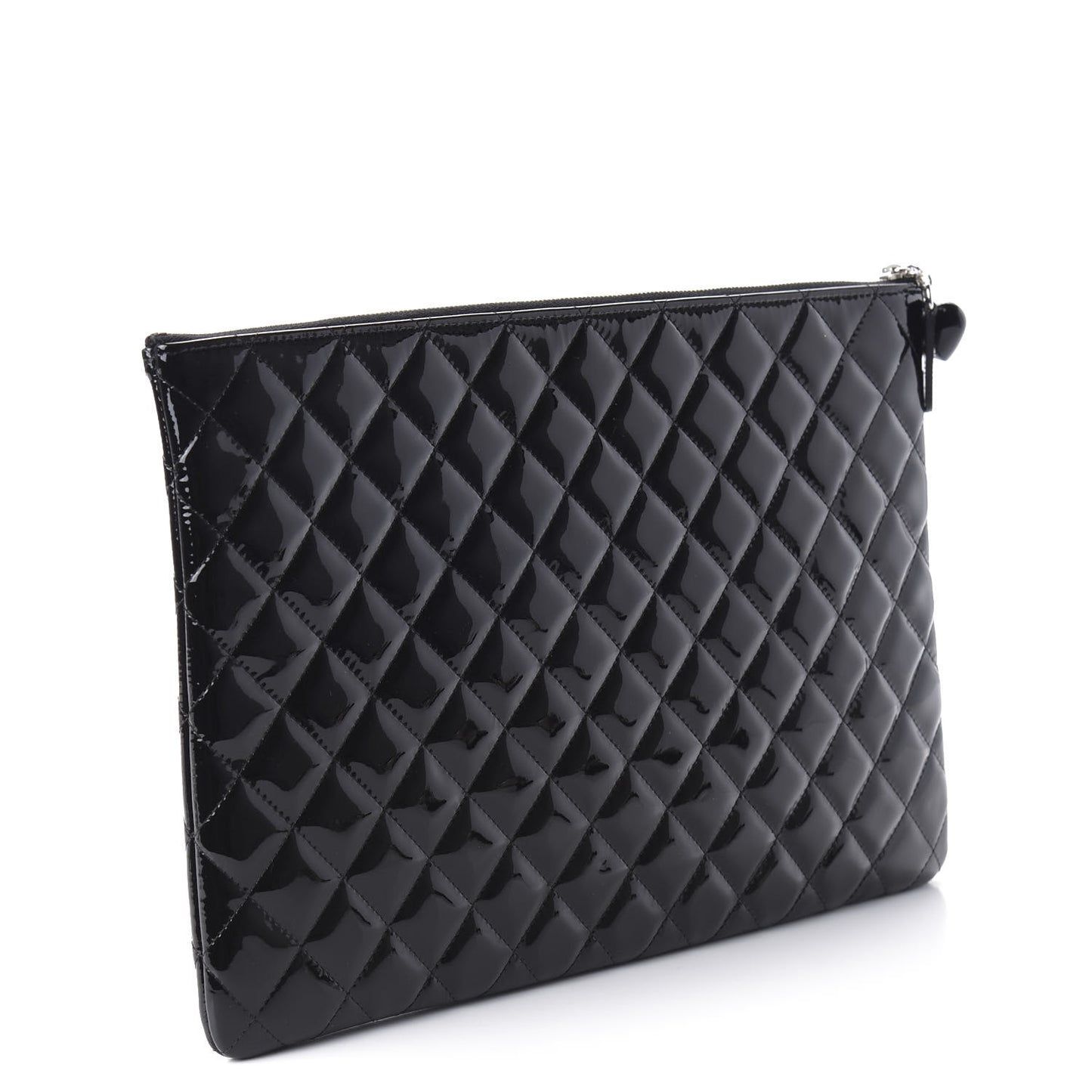 Patent Calfskin Quilted Valentine Hearts Large Cosmetic Case Black
