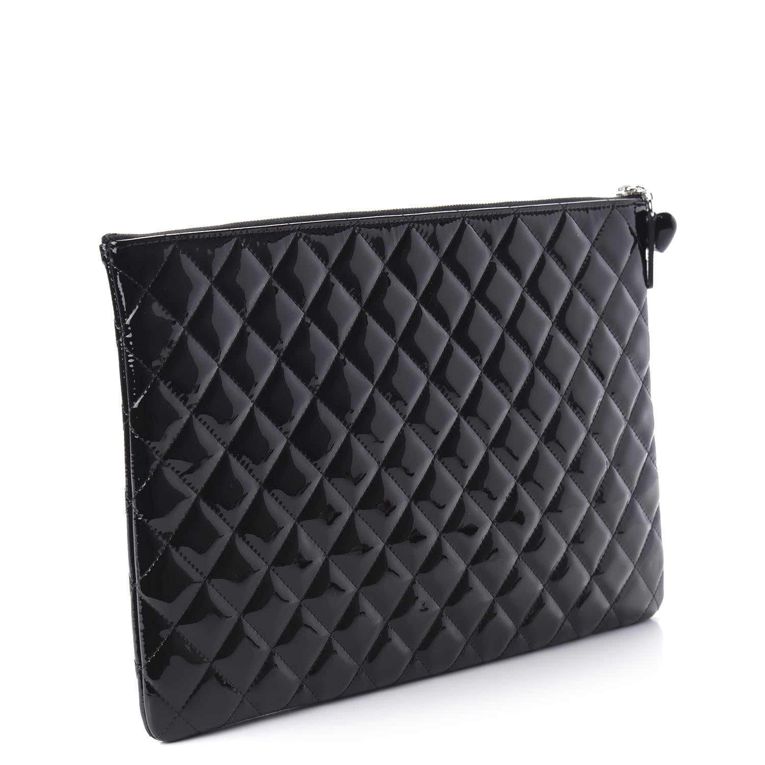 Chanel Patent Calfskin Quilted Valentine Hearts Large Cosmetic Case Black 3 of 11