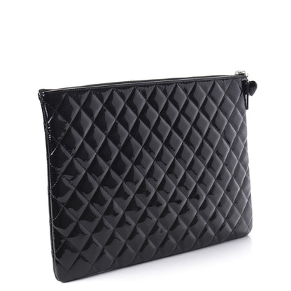 Chanel Patent Calfskin Quilted Valentine Hearts Large Cosmetic Case Black 3 of 11