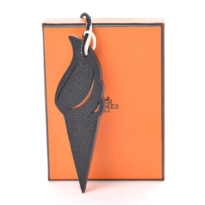 Hermes Epsom Togo Petit H Ice Cream Bag Charm Black Gris Mouette 4 of 4