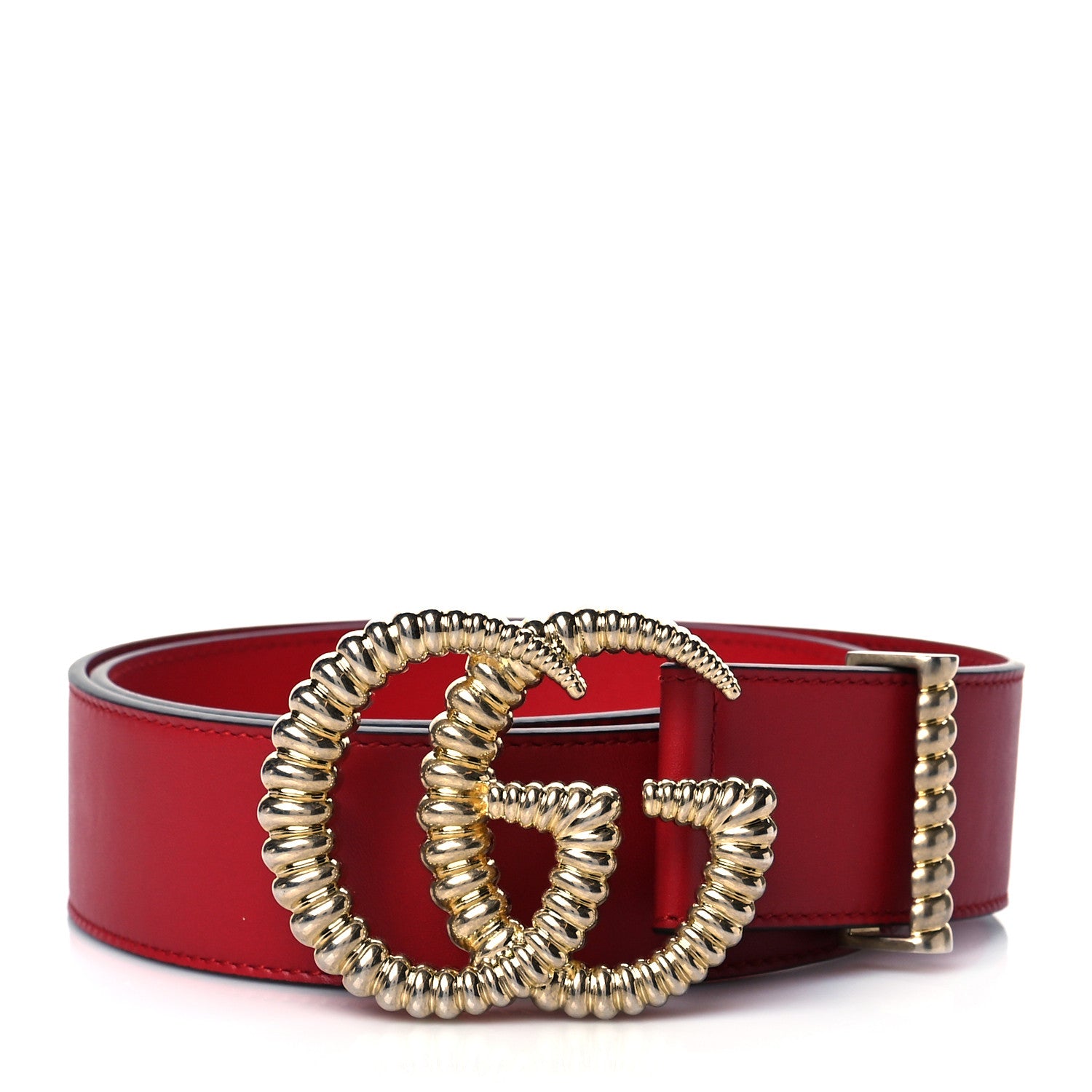 Gucci Moon Calfskin Torchon Double G 40mm Belt 80 32 Hibiscus Red 1 of 5