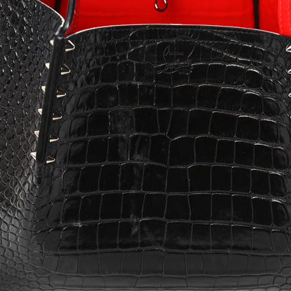Christian Louboutin Crocodile Embossed Calfskin Spiked Small Cabarock Shopper Tote Black 13 of 16
