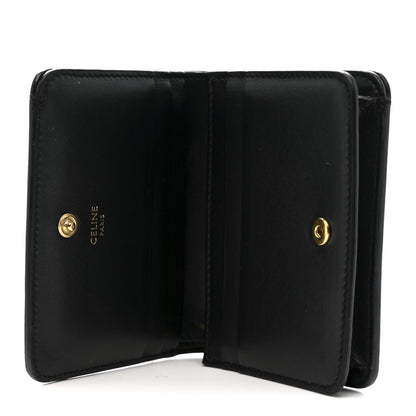 Celine Shiny Calfskin Triomphe Compact Wallet Black 5 of 7