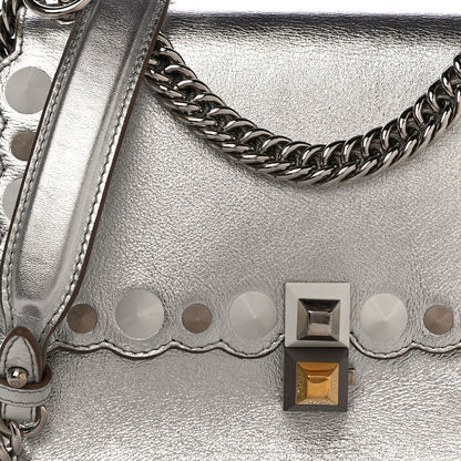 Fendi Vitello Catalan Mirror Scalloped Multi Studded Small Kan I Shoulder Bag Argento 7 of 11