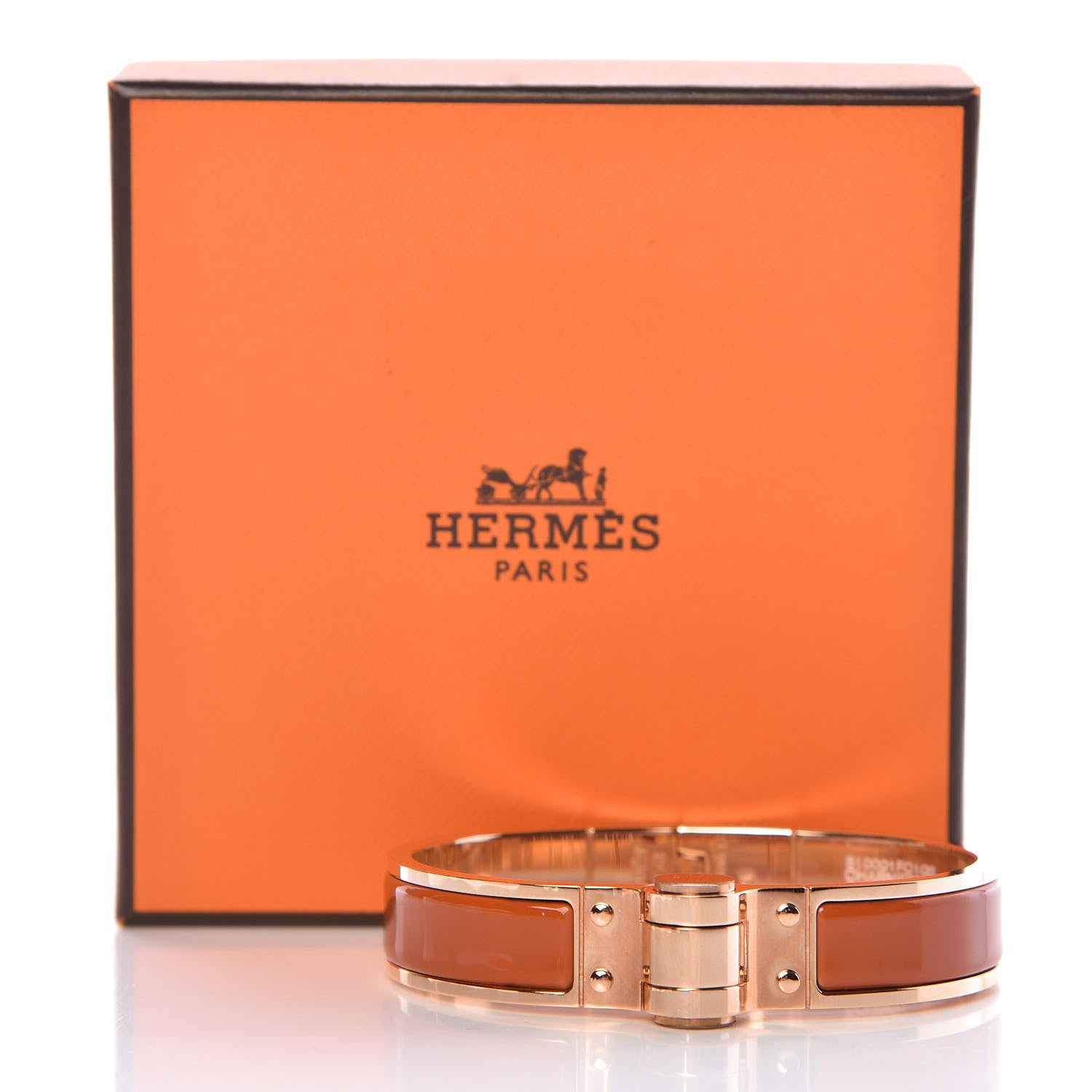 Hermes Enamel Charniere Uni Narrow Hinged Bracelet S Cognac 5 of 5