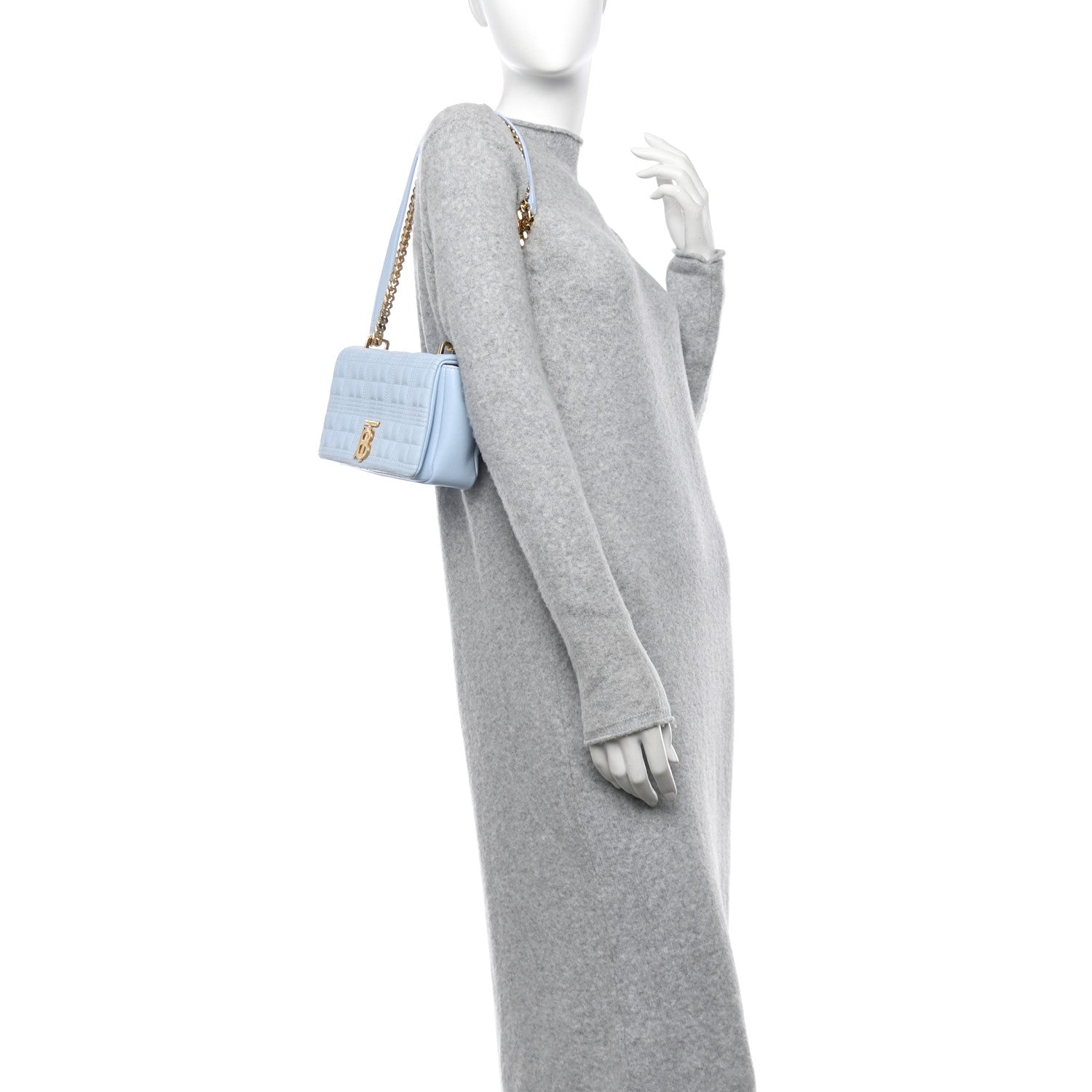 Burberry Lambskin Quilted Small Lola Bag Pale Blue 3 of 10