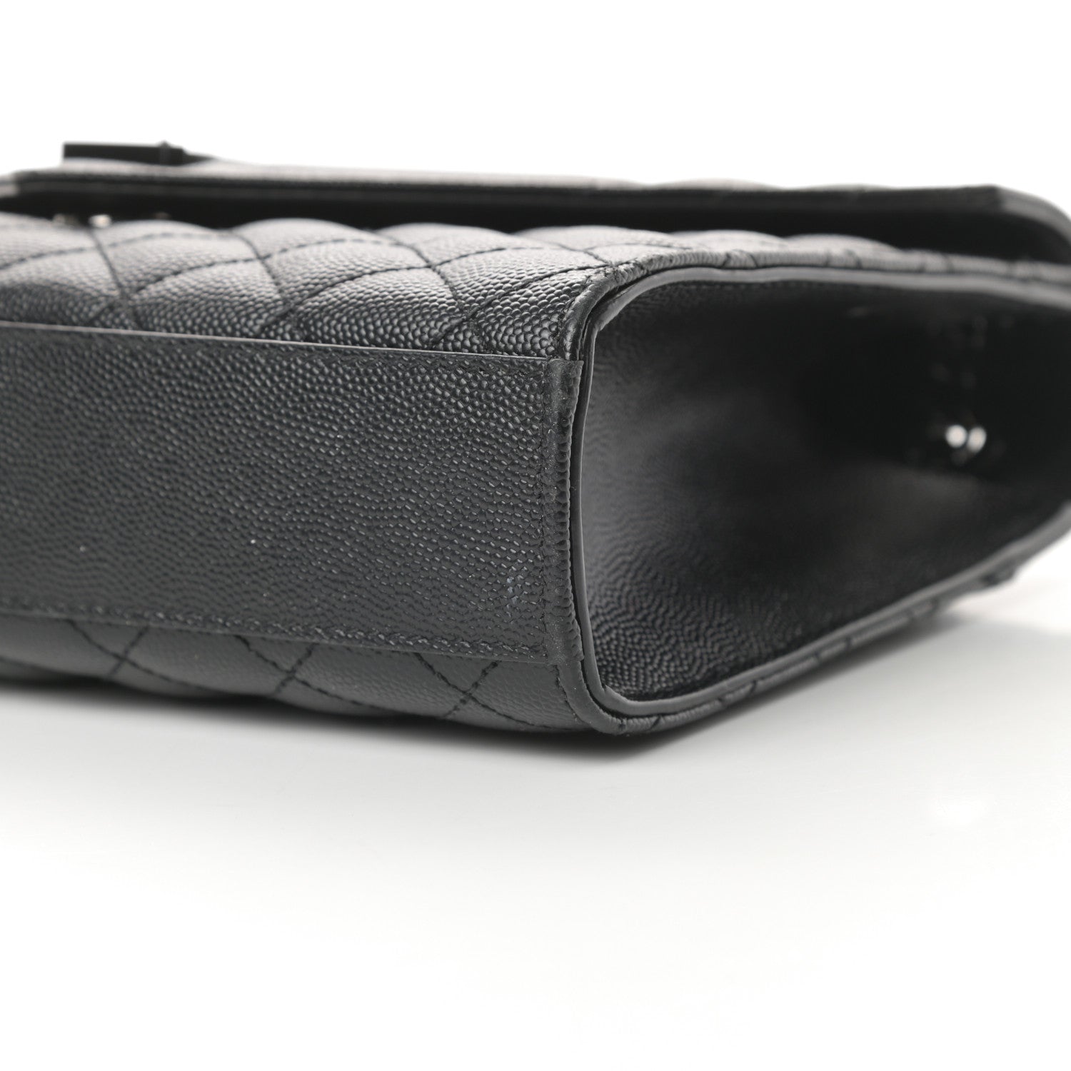Saint Laurent Grain De Poudre Textured Mixed Matelasse Triquilt Medium Monogram Satchel Black 10 of 13