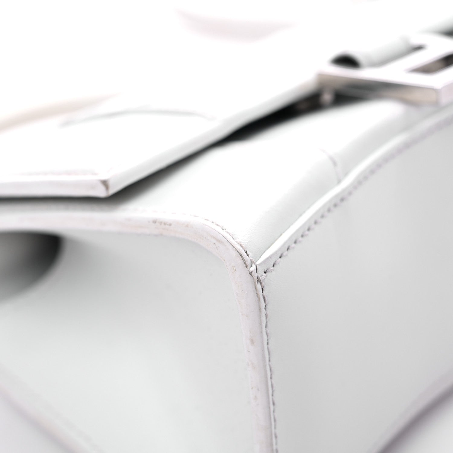 Balenciaga Box Calfskin Graffiti Logo Hourglass Top Handle Bag XS White Light Silver 7 of 16