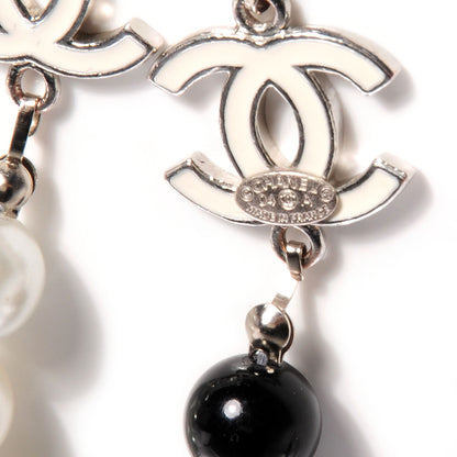 Chanel Pearl CC Beaded Long Necklace Black White 5 of 7