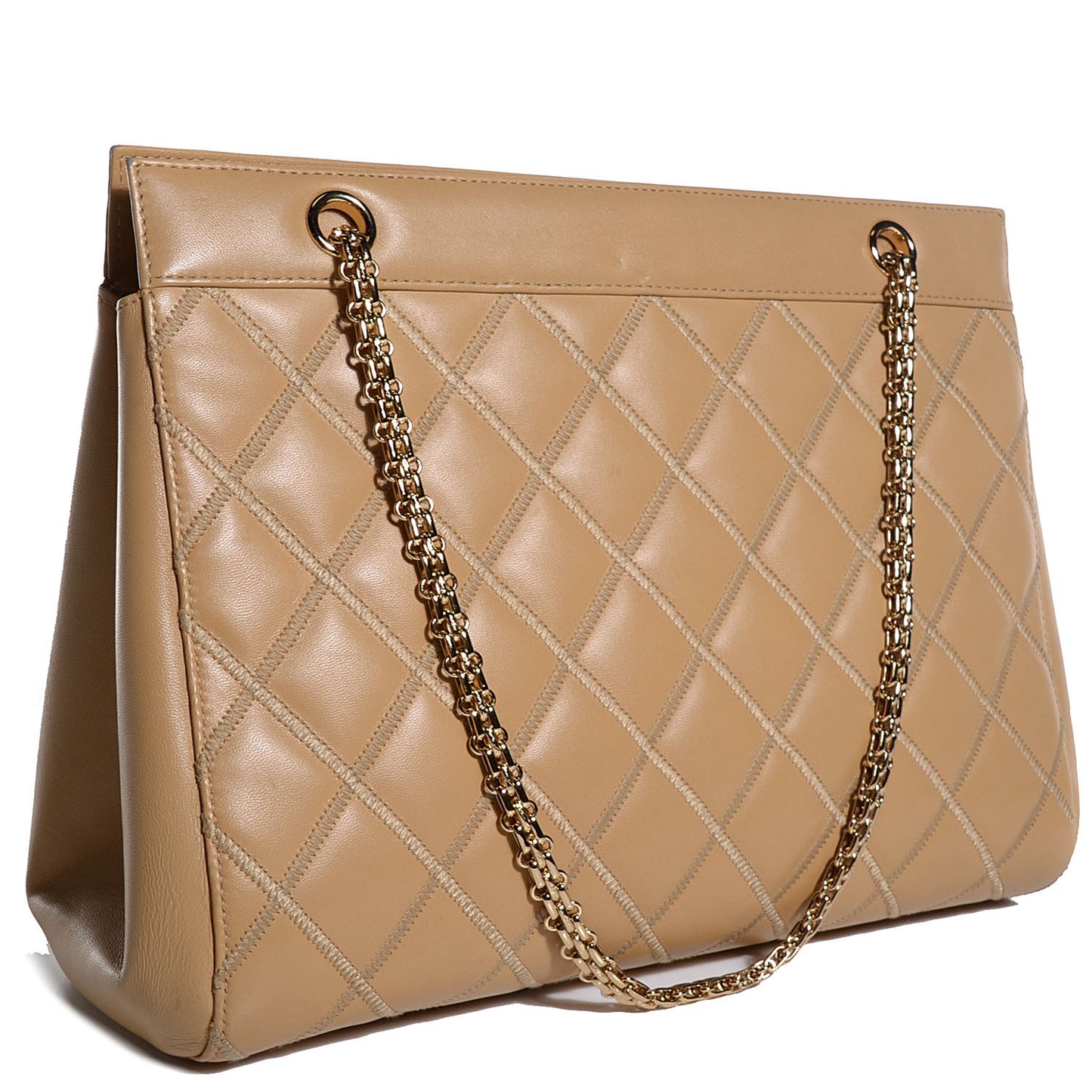 Lambskin Quilted Shoulder Bag Beige