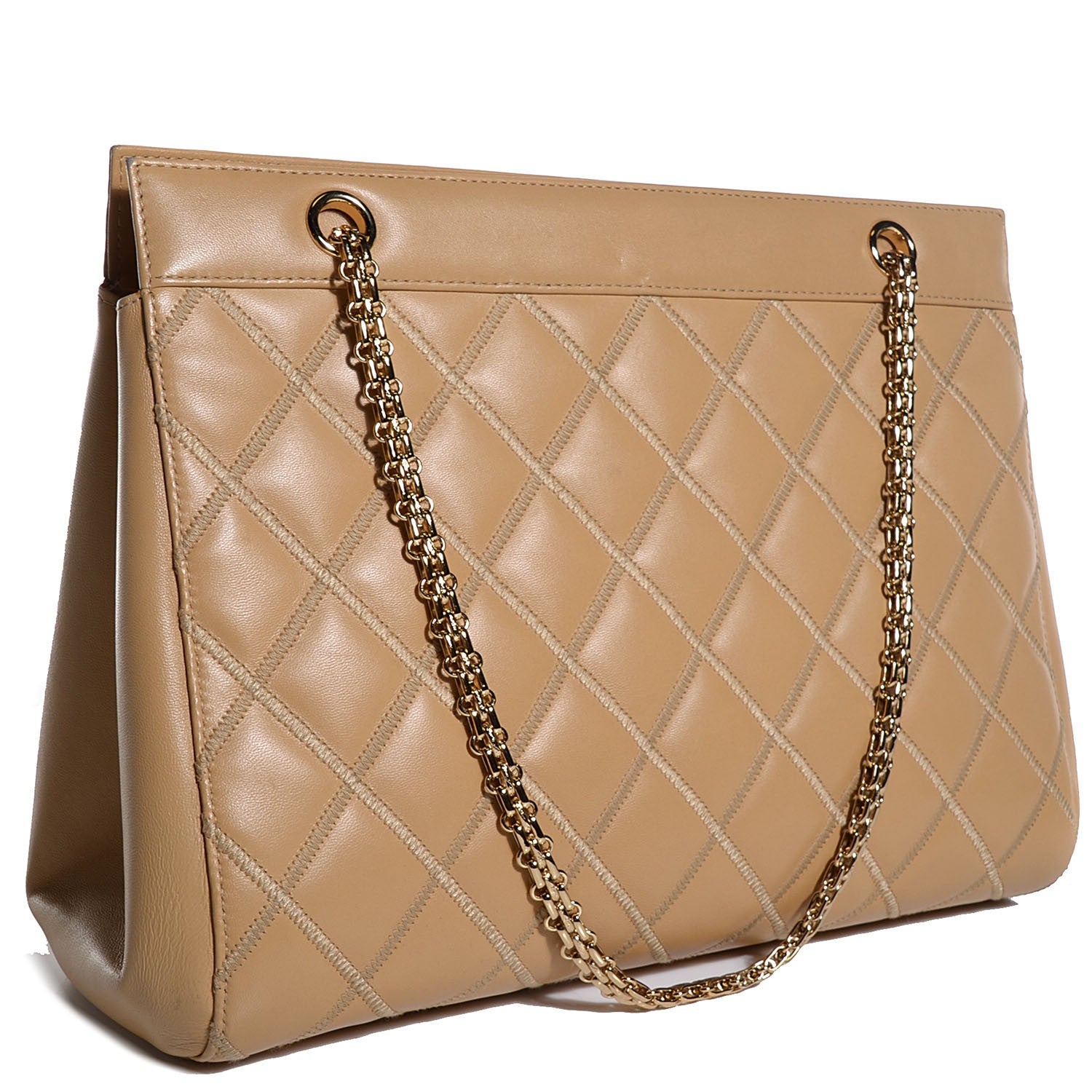 Chanel Lambskin Quilted Shoulder Bag Beige 3 of 7