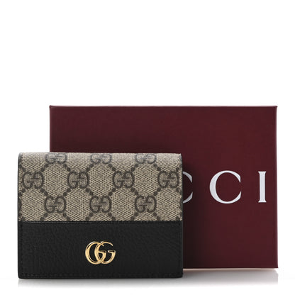 Gucci Dollar Calfskin GG Supreme Monogram GG Marmont Card Case Black Beige Ebony 9 of 9