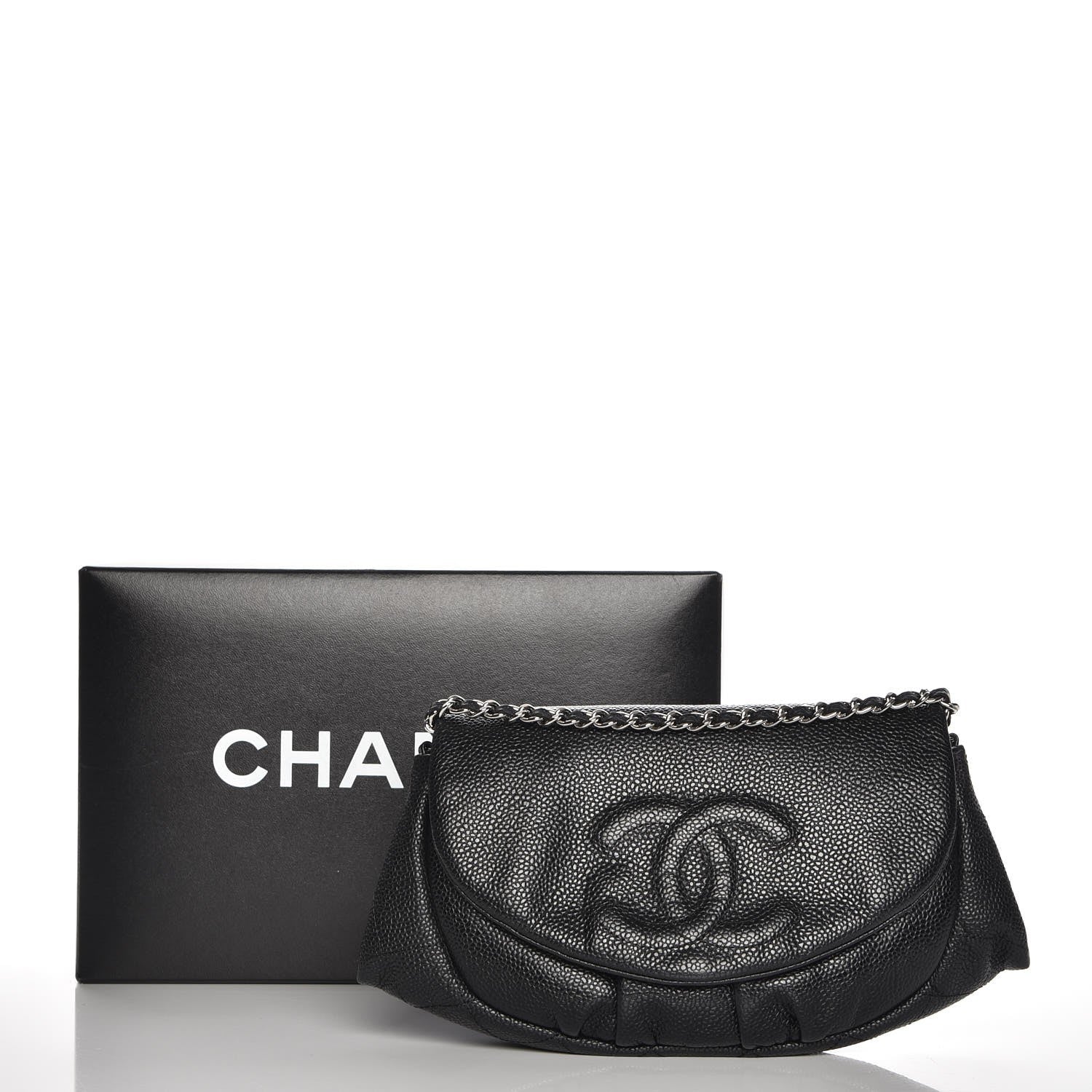 Chanel Caviar Half Moon Wallet On Chain WOC Black 9 of 9