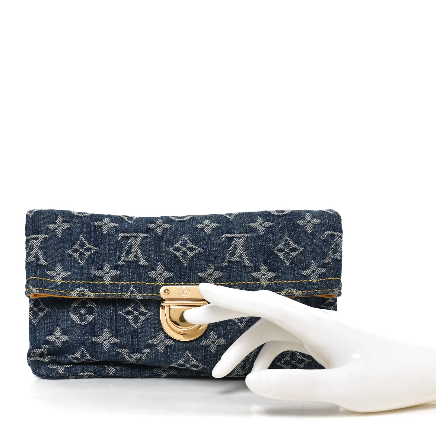 Monogram Denim Pochette Plat Clutch Blue