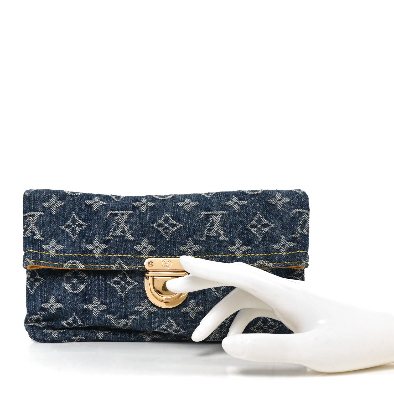 Louis Vuitton Monogram Denim Pochette Plat Clutch Blue 2 of 8