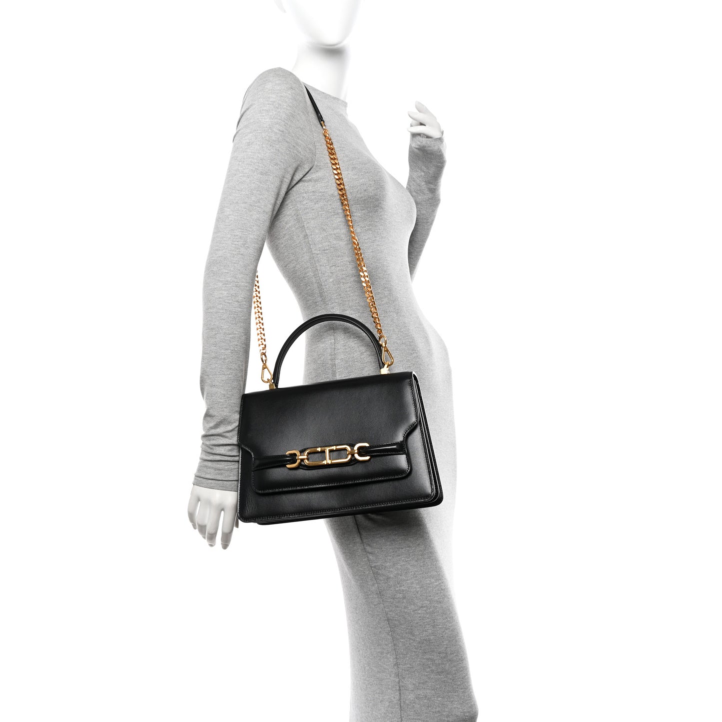 Palmellato Calfskin Medium Whitney Top Handle Bag Black