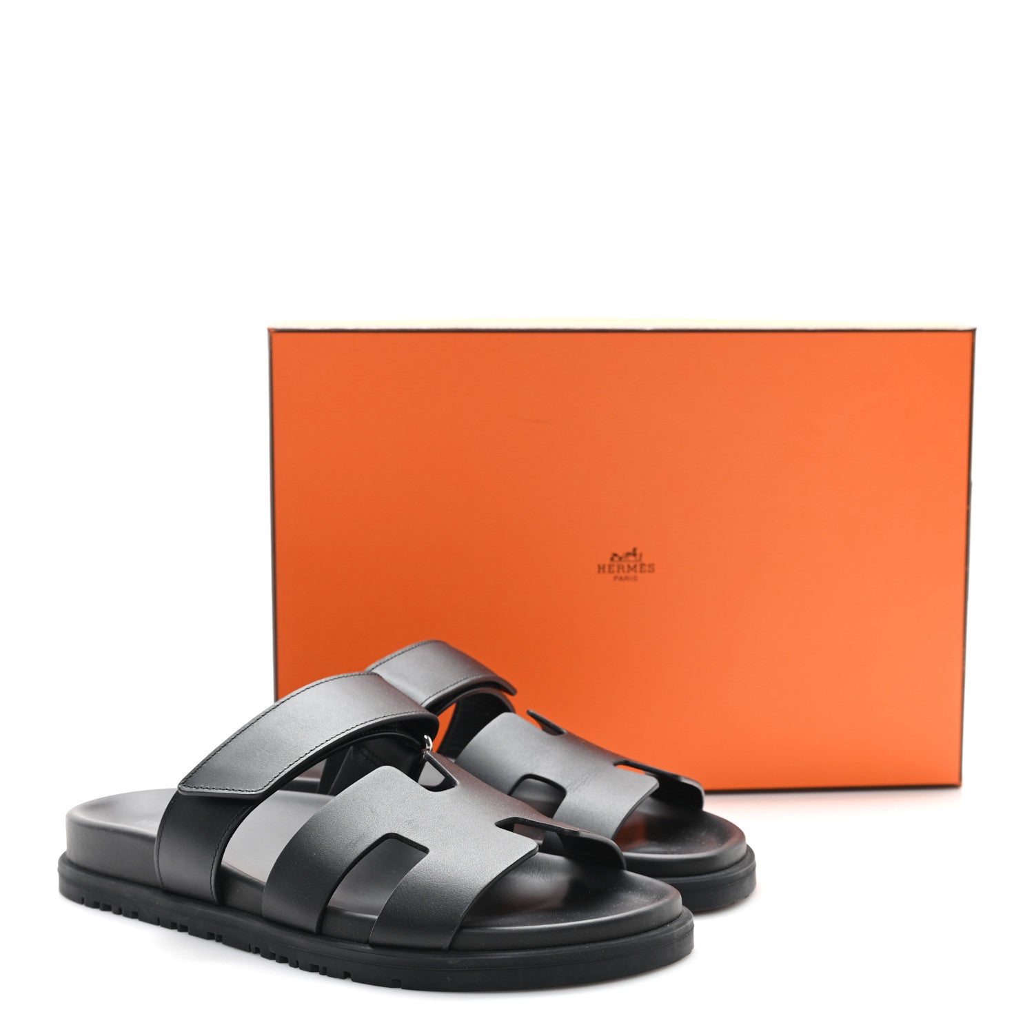 Hermes Calfskin Womens Chypre Sandals 36.5 Black 10 of 10