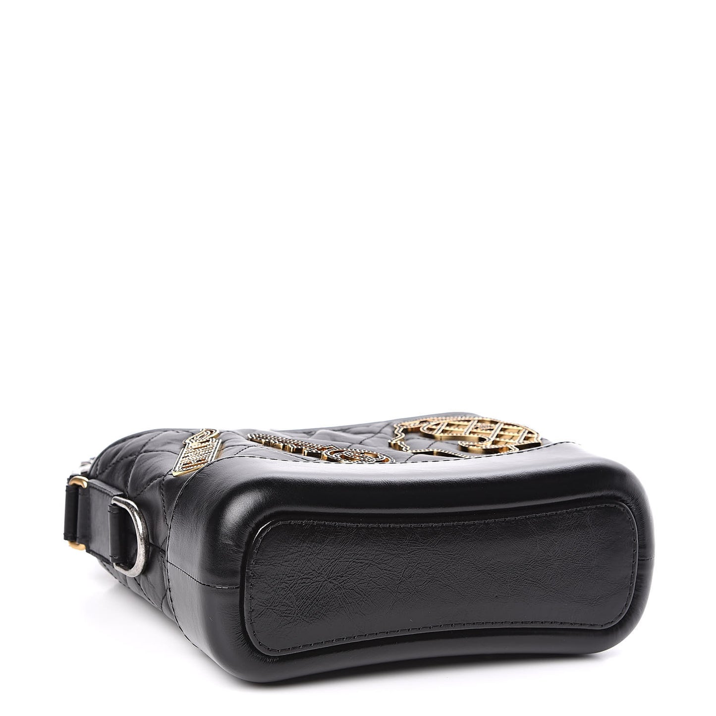 Aged Calfskin Quilted Charms Small Gabrielle Hobo Black