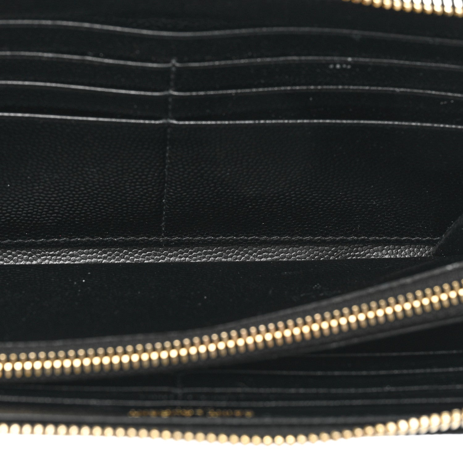 Saint Laurent Grain De Poudre Matelasse Chevron Monogram Zip Around Wallet Black 7 of 14