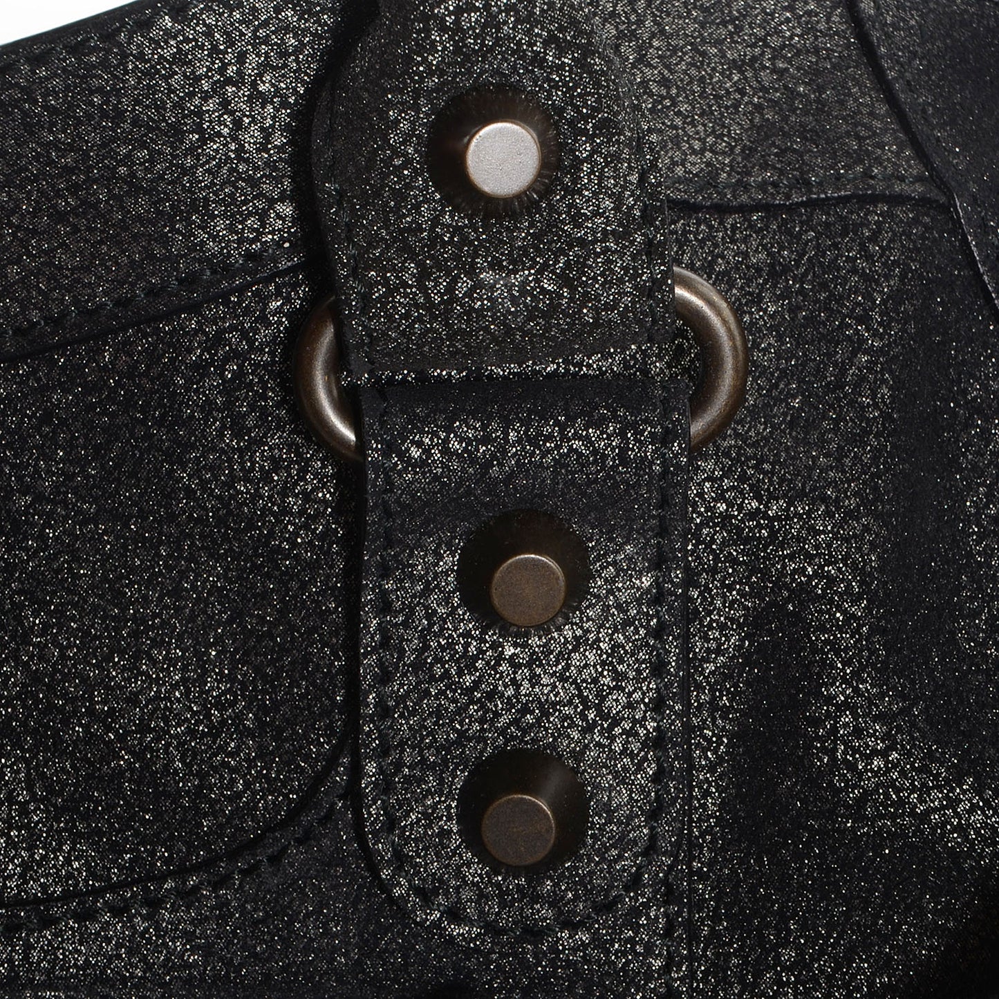 Metallic Craquele Calfskin Classic Hardware City Black