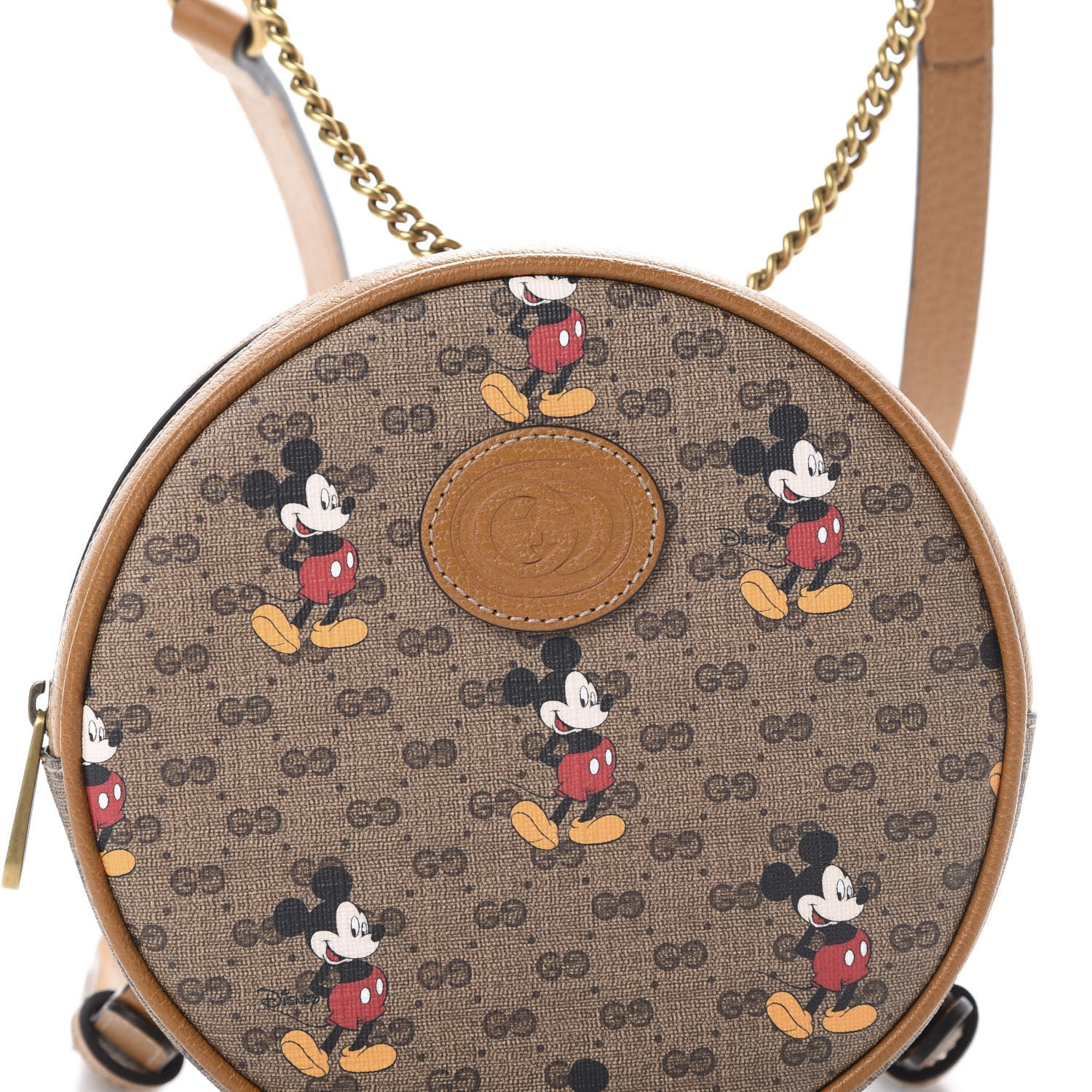 Gucci X DISNEY Mini Vintage GG Supreme Monogram Mickey Mouse Round Backpack Beige Vintage Sun Oil 7 of 11