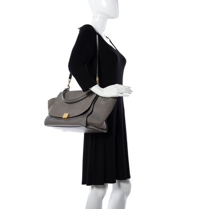 Celine Crocodile Embossed Nubuck Medium Trapeze Grey 2 of 9