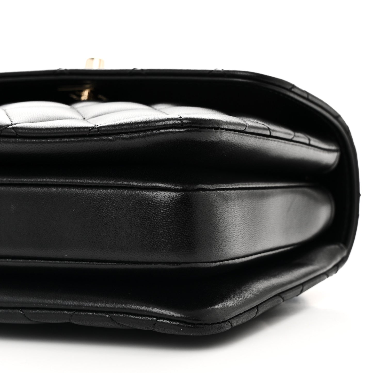 Lambskin Crystal Quilted Mini Trendy CC Dual Handle Flap Bag Black