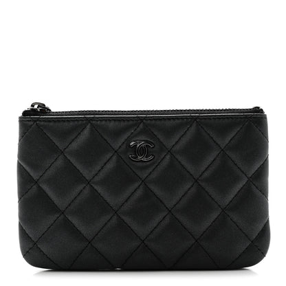 Chanel Pearly Lambskin Quilted Small Cosmetic Case So Black 1 of 8