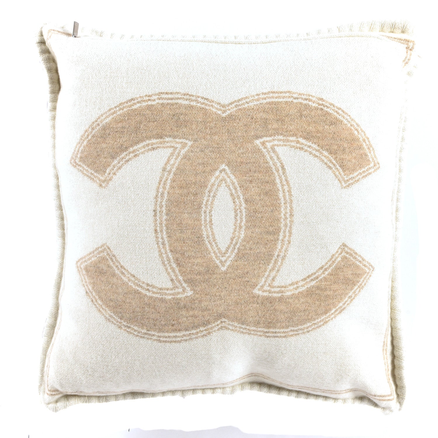 Chanel Merino Wool Cashmere CC Pillow Beige Off White 4 of 6
