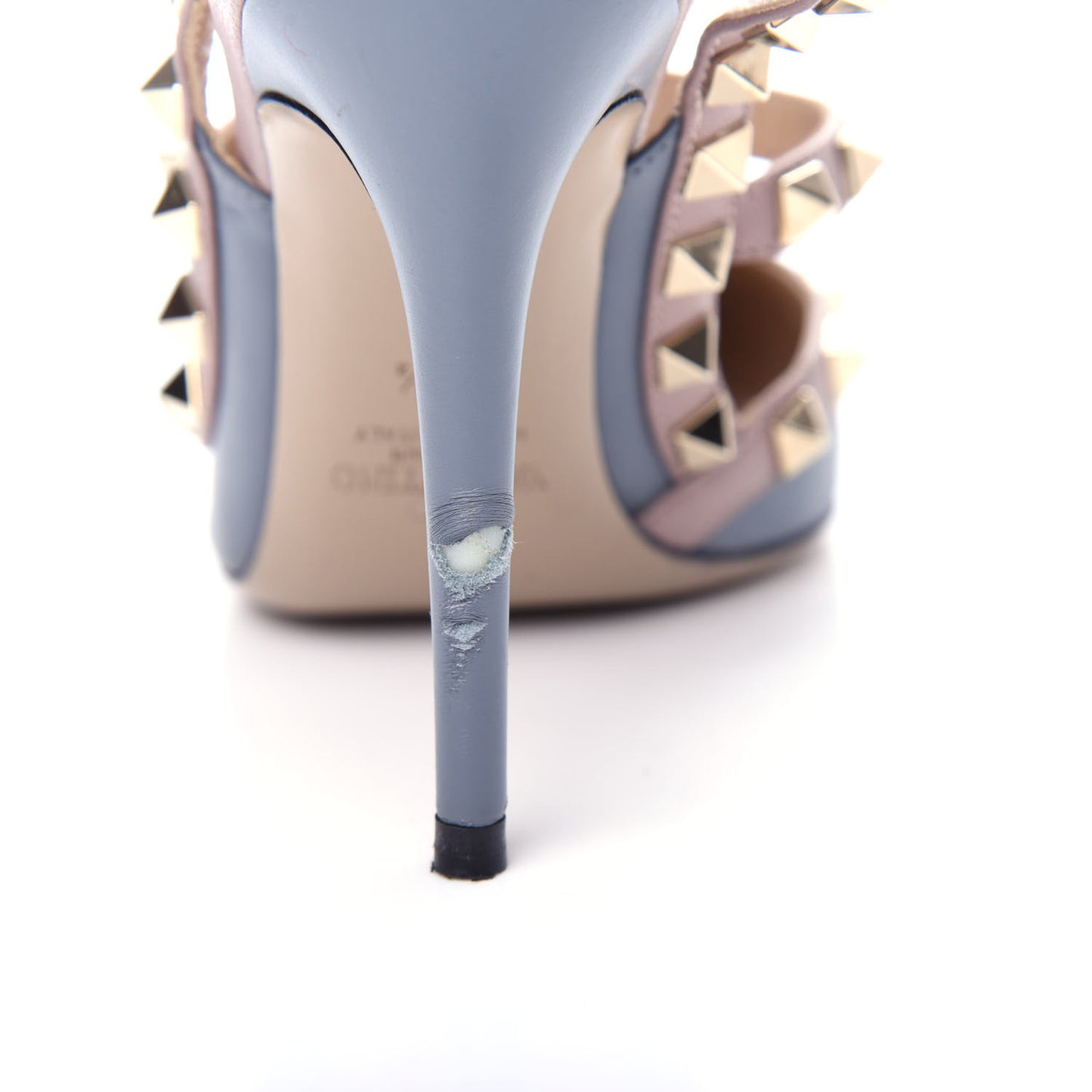 Nappa Rockstud Ankle Strap Pumps 35.5 Stone Poudre