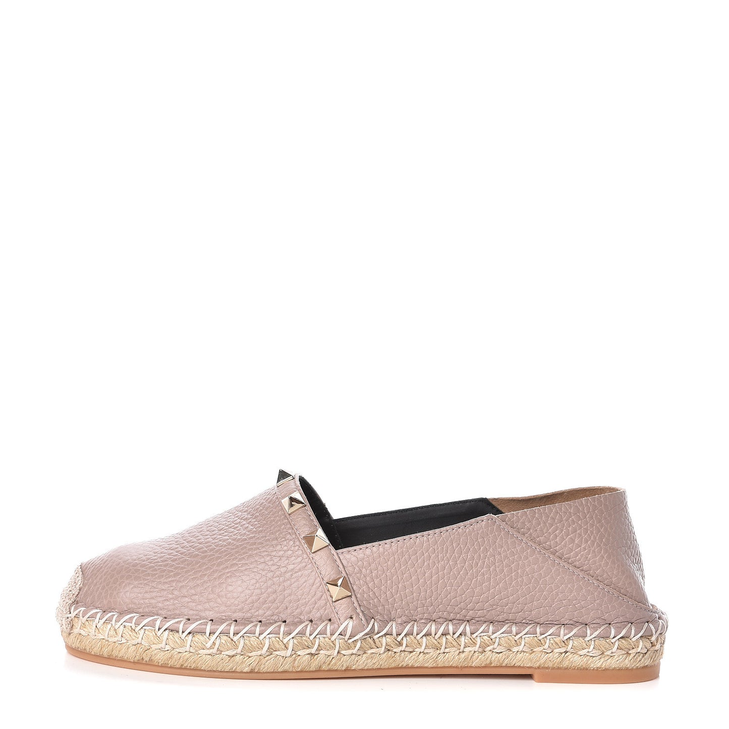 Pebbled Calfskin Rockstud Espadrilles 36 Poudre