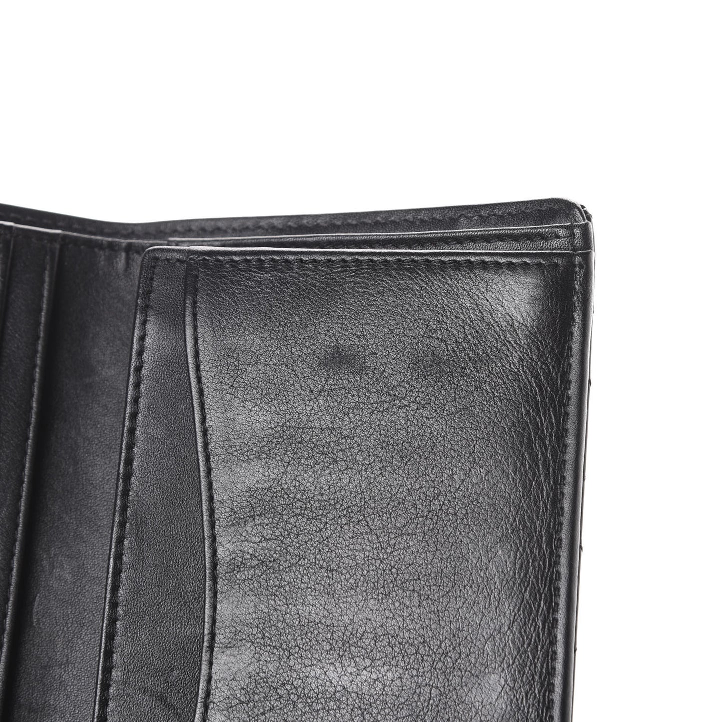 Patent Calfskin Quilted Yen Wallet Black