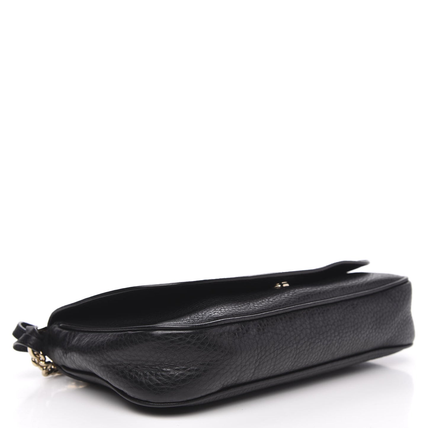 Pebbled Calfskin Medium Soho Flap Crossbody Black