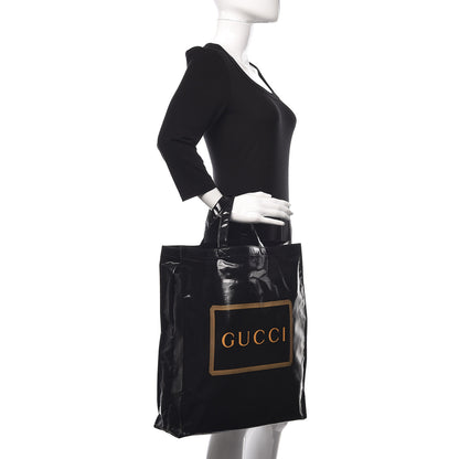 Gucci Patent Canvas Frame Logo Vertical Tote Black Crop 2 of 10