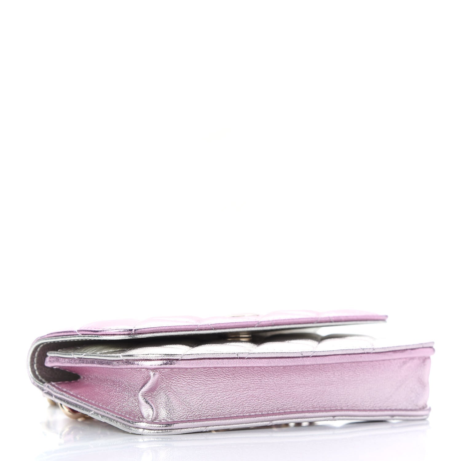 Chanel Gradient Metallic Lambskin Quilted Clutch With Chain Gold Pink 4 of 9