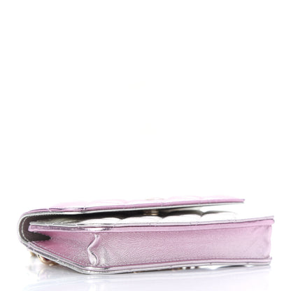 Chanel Gradient Metallic Lambskin Quilted Clutch With Chain Gold Pink 4 of 9