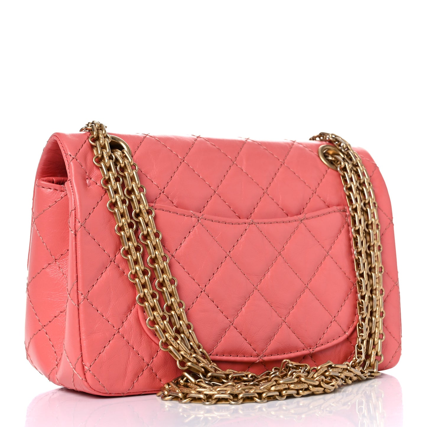 Aged Calfskin Quilted 2.55 Reissue Mini Flap Coral