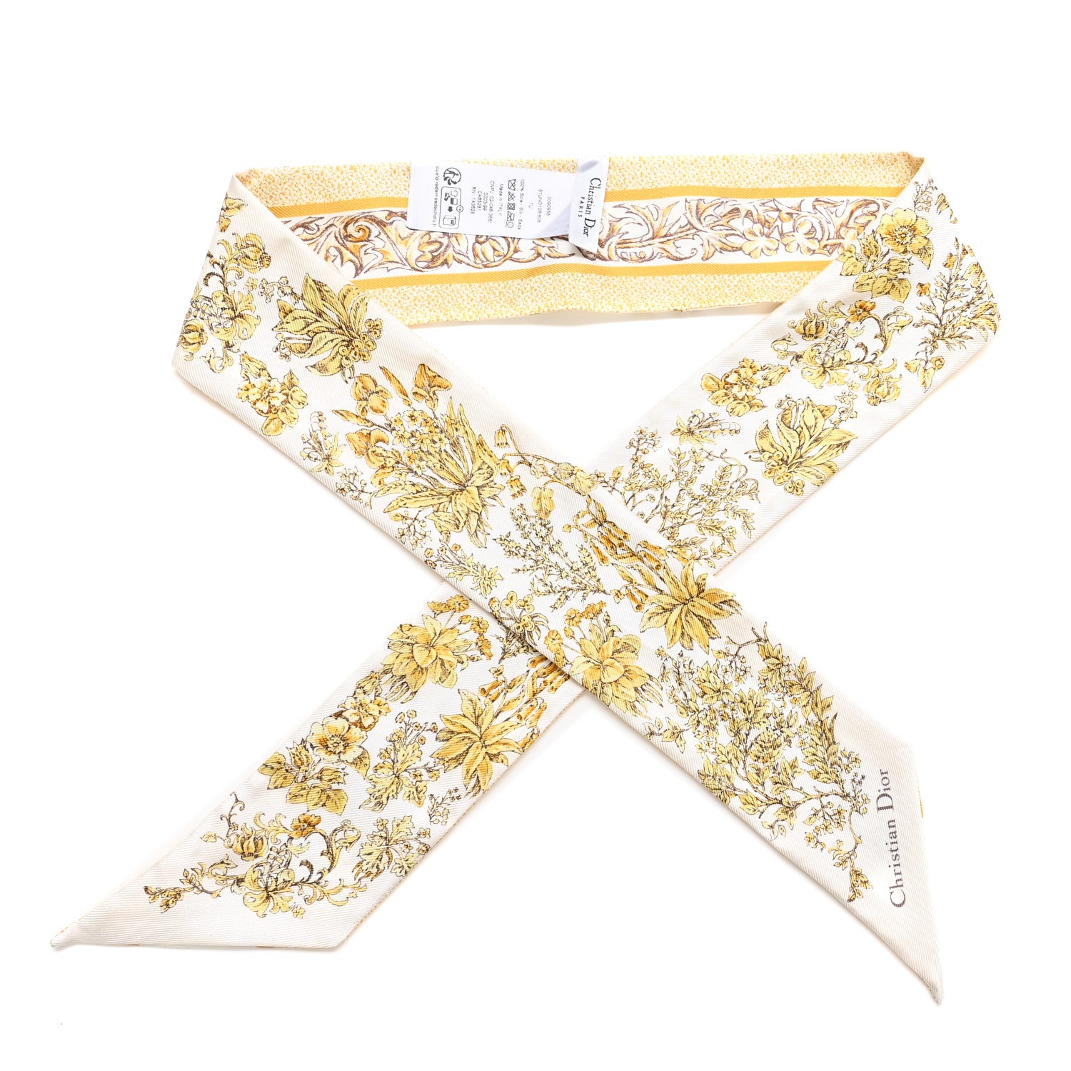 Christian Dior Silk Floral Mitzah Scarf Yellow 1 of 4